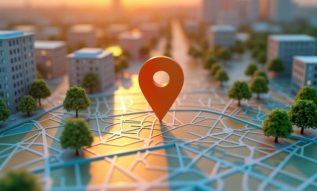 Local SEO map pins city in Denver, CO